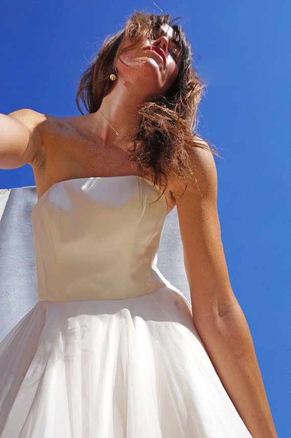 Strapless Ballgown Wedding Dress, Vintage Silk Tul