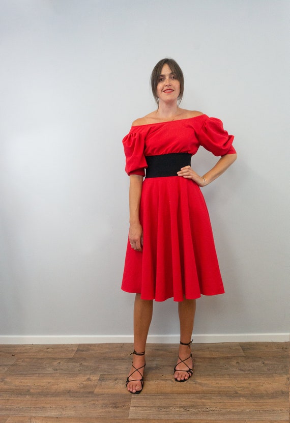 Vintage 1980s Zandra Rhodes Full Skirt Midi Dress, - image 7