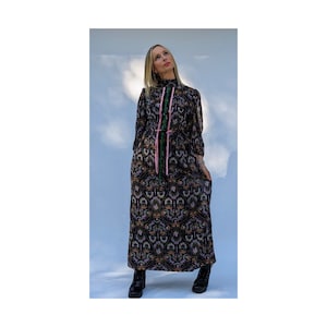 chinese dress ladies 1970s Prairie Style Maxi Party Dress by Kati at Laura Phillips for Har   Ada's Attic Vintage