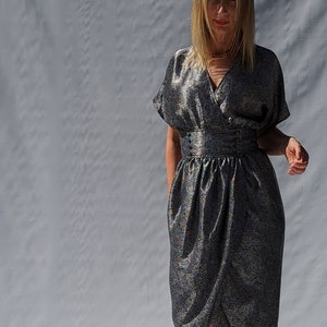 1980s Satin Polka Dot Party Cocktail Dress