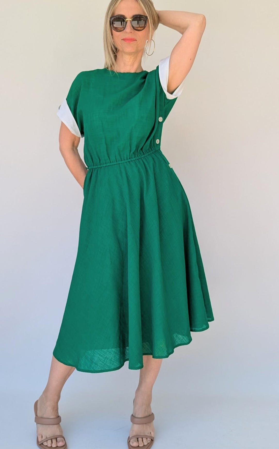 green 50s swing dress Vintage Dress, 80s Does set fashion