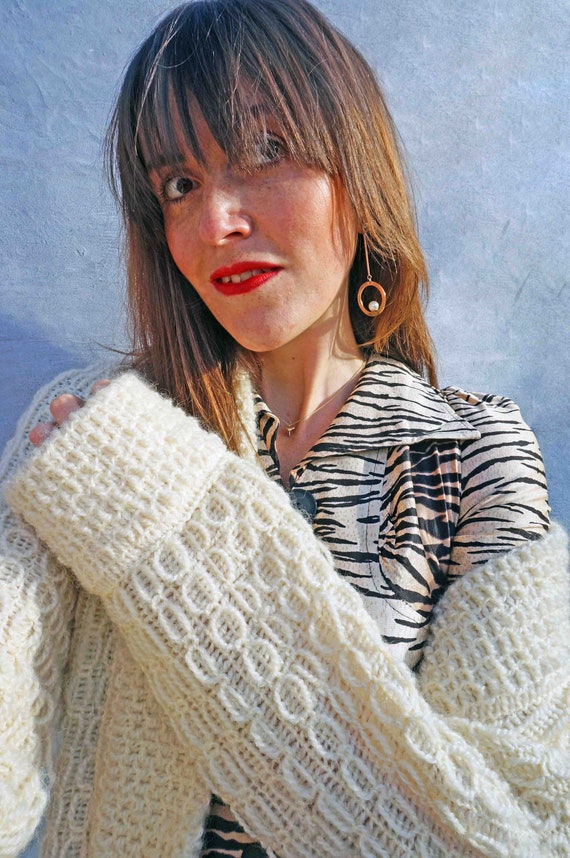 Oversized Open Front Wool Cardigan, Vintage 80s Ha