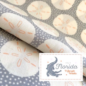 Tessuto rimanente Ruby Star "Sanddollars steel" Sarah Whats Florida Volume 2