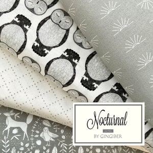 Moda fabric pack "Nocturnal Animals" by Gingiber