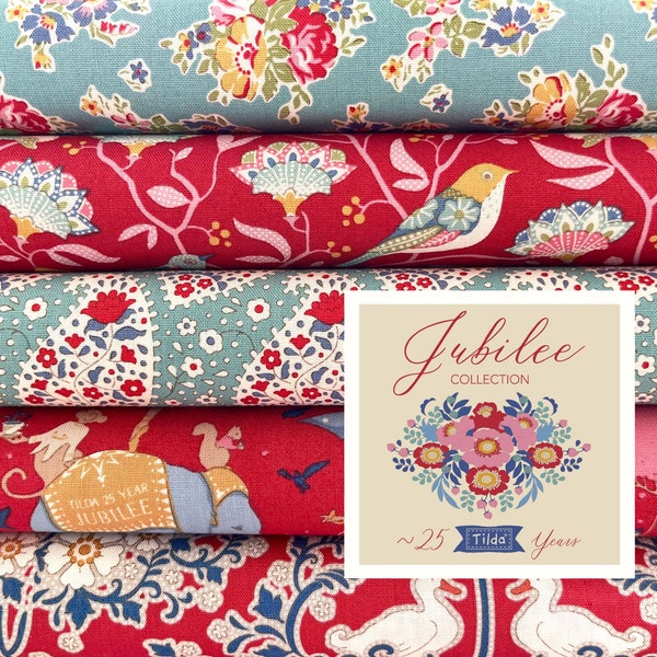 Tilda-Stoffpaket " Jubilee teal - red"