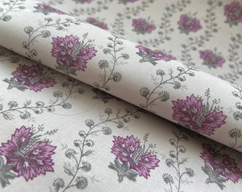 Acufactum fabric "Flower ornament plum-grey"