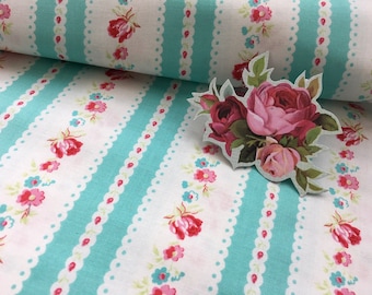 Remnant Free-Spirits fabric "Garden Ticking blue"