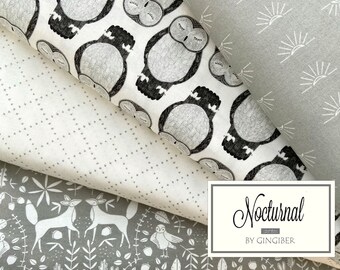 Moda fabric pack "Nocturnal Animals" by Gingiber