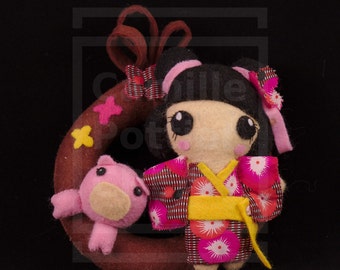 Asian Astrology Sign: Pig/OOAK/handmade Doll
