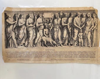 1693 Antica incisione Pietro Santi BARTOLI NVPTIAE XVII secolo Affresco Collezione Marchio