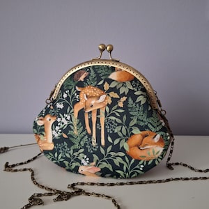 Porte-monnaie Kiss avec cadenas avec animaux, porte-monnaie, forêt, renard, cerf