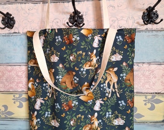 Tote bag, shopping bag, market bag, handbag, forrest animals