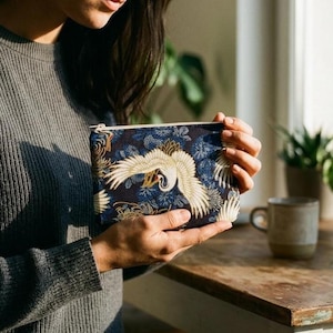 Etui met rits, hartjes en kat, make-uptasje, telefoonhoesje, portemonnee