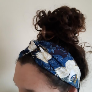 Twist knot headband, turban headband, yoga, sports elastic hairband, cotton headband, japanese cranes