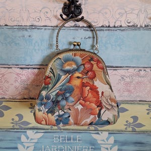 Bolso de mano de noche romántico con pájaro, bolso con cierre de beso, bolso con marco de metal, bolso con asa