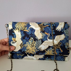 Romantische Foldover Clutch mit Kranichen, Reißverschlusstasche, Abendtasche, Brautjungfer Geschenke Set Bild 9