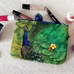 Bolsa con cremallera con pavos reales, bolsa de maquillaje, funda para teléfono, bolso