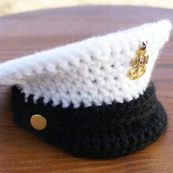 FREE Pattern, 0-3, Military Hat, Crochet Pattern, Military Dress Hat, Dress Cap, Dress Whites, PDF, Baby Militay Hat, Photo Prop, Police Hat