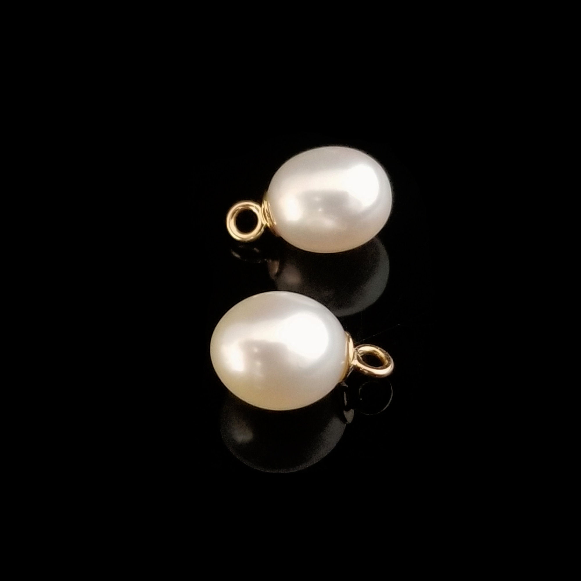 14k Pearl Drop Earrings Enhancers For Hoop Earrings 3/8 Inch Etsy