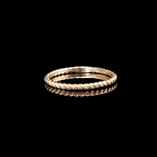 14k Rope Twist Ring, Size US 8,  Spiral Design, Stacking, Midi, Band, Estate Jewelry, Yellow Gold, Polished, 1.75mm Wide