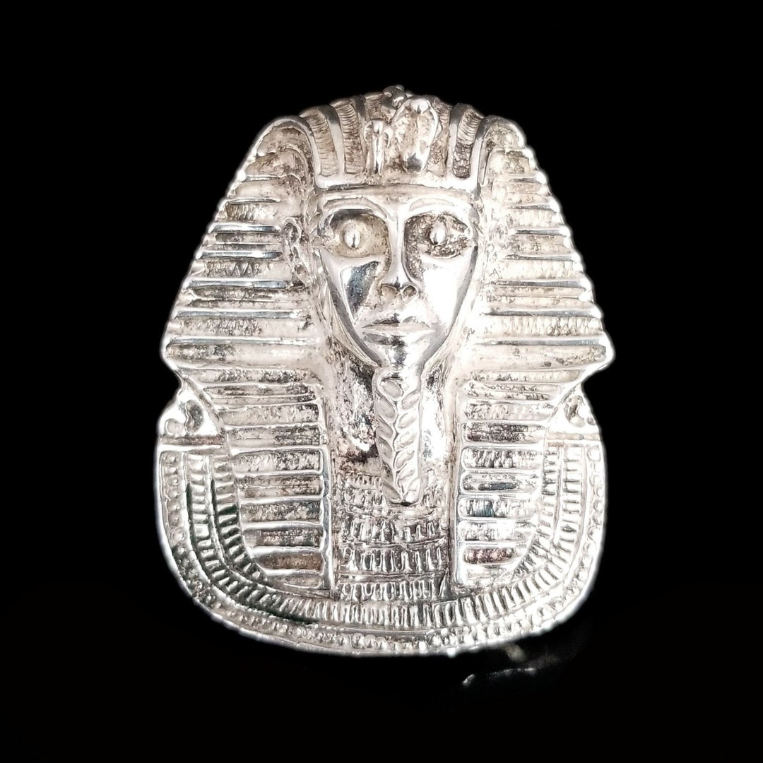 Vintage Sterling Egyptian Farrow 3D Head Silver 1 1/2 by 1 Etsy