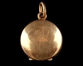 Vintage Little Gold Filled Round Locket, 1/2 Inch Across, Plain Front and Back, Pendant, Photos, Estate Jewelry