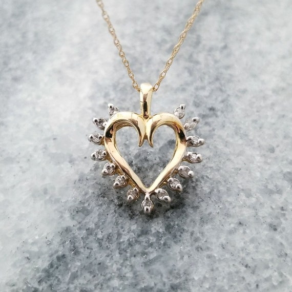 10k Diamond Heart Pendant and 18.5 Inch Thin Chai… - image 6