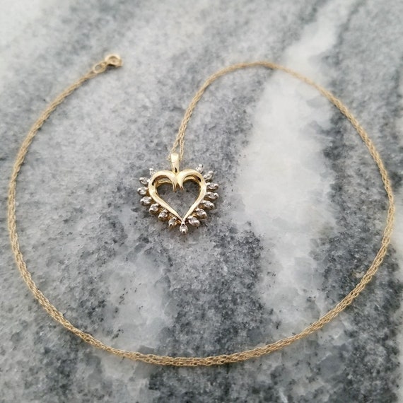 10k Diamond Heart Pendant and 18.5 Inch Thin Chai… - image 3