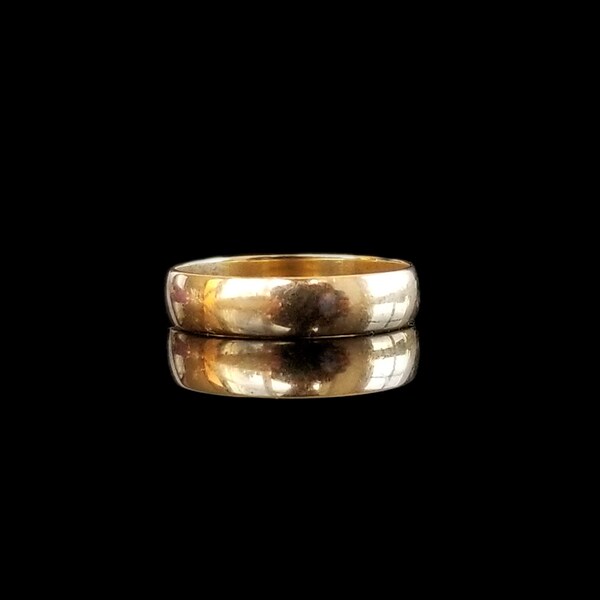 Eenvoudige 10K Yellow Gold band, hoge Poolse stevige ring, maat 6, vintage Estate Jewelry, 4mm breed, bruiloft band, stapelen, Midi, Solid Gold