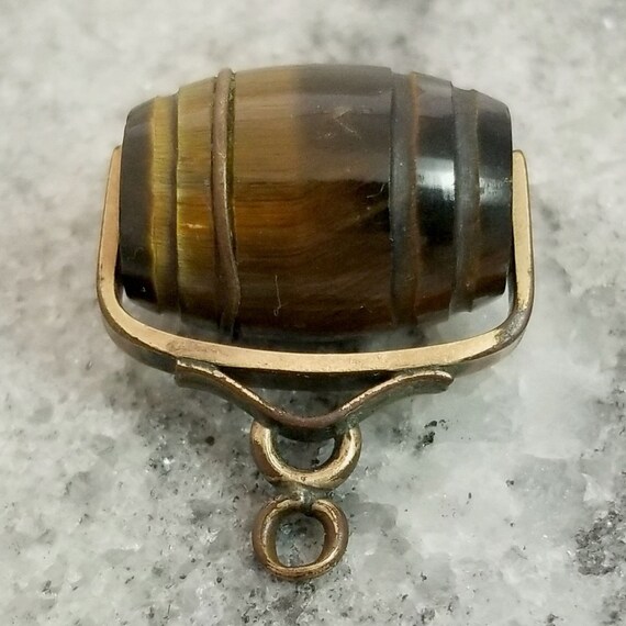 Victorian Tigers Eye Barrel Shape Hard Stone Spin… - image 6