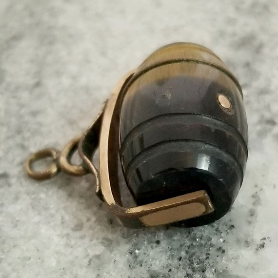 Victorian Tigers Eye Barrel Shape Hard Stone Spin… - image 3