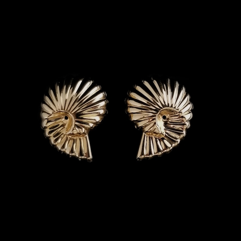 Minimal Estate Jewelry For Pierced Earring Posts 34 Inch Natural Design Modern Nautilus Shape 14k Spiral Shell Earrings Jackets