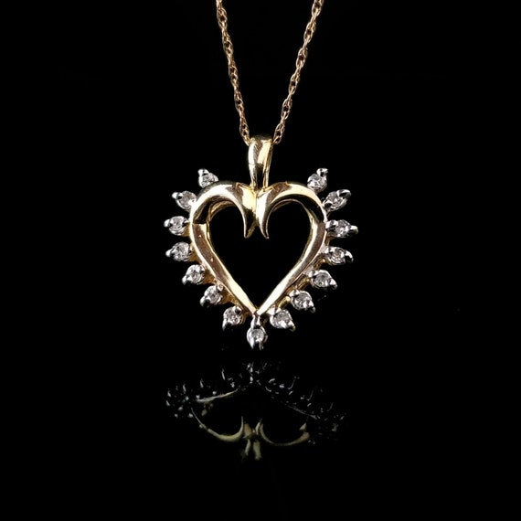 10k Diamond Heart Pendant and 18.5 Inch Thin Chai… - image 1