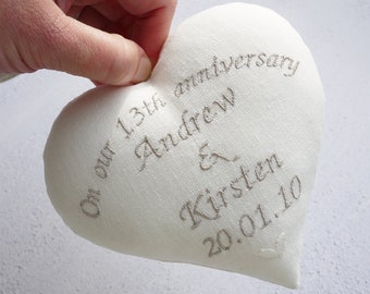 13th wedding anniversary gift, personalised 13th anniversary present, lace gift for anniversary, personalised anniversary gift, 13 years
