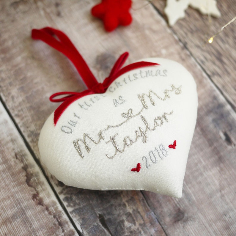 Our First Christmas as Mr and Mrs gift,Christmas wedding gift,newly wed gift,first married Christmas gift,Mr and Mrs Christmas decoration image 3