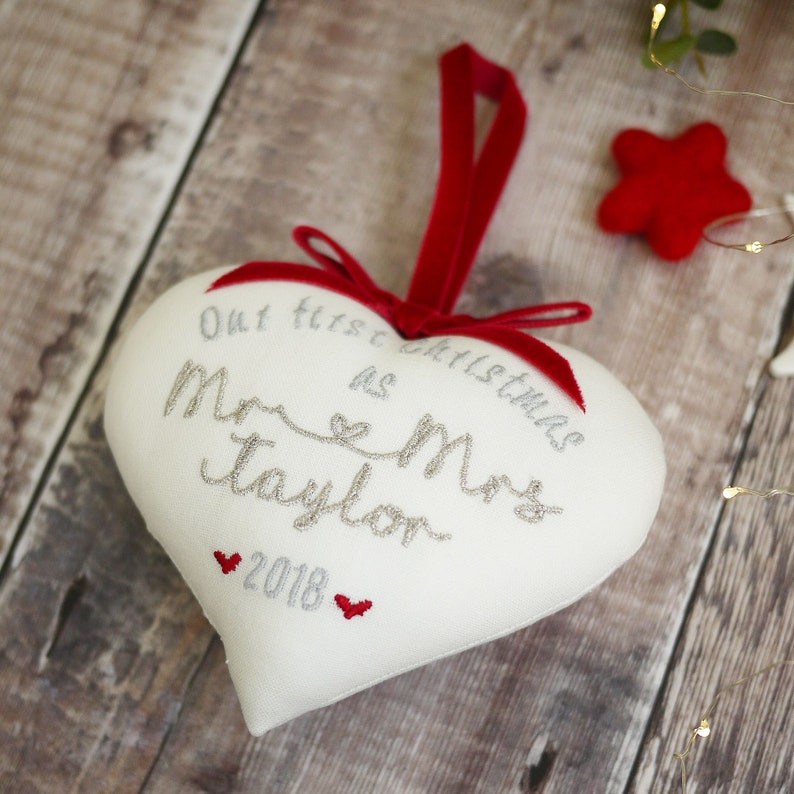 Our First Christmas as Mr and Mrs gift,Christmas wedding gift,newly wed gift,first married Christmas gift,Mr and Mrs Christmas decoration image 4