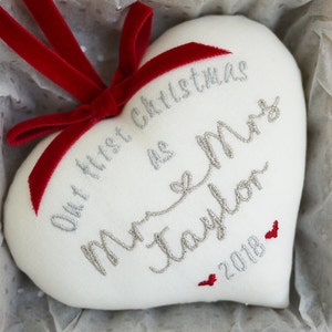 Our First Christmas as Mr and Mrs gift,Christmas wedding gift,newly wed gift,first married Christmas gift,Mr and Mrs Christmas decoration image 1