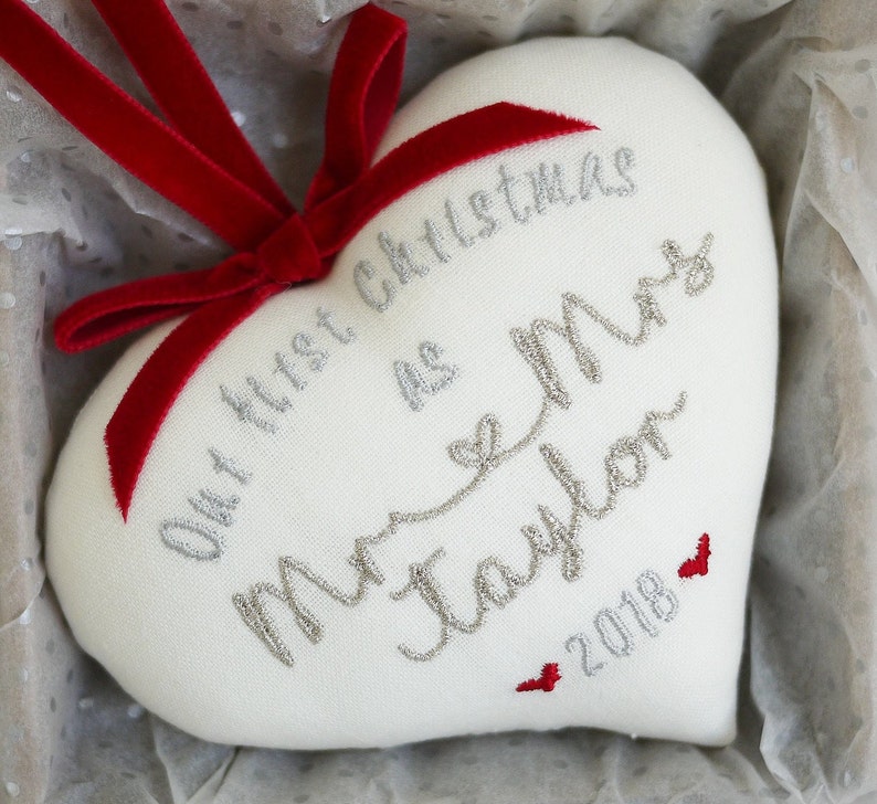 Our First Christmas as Mr and Mrs gift,Christmas wedding gift,newly wed gift,first married Christmas gift,Mr and Mrs Christmas decoration image 1