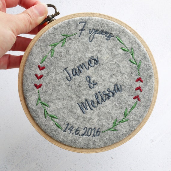 Personalised 7th Wedding Anniversary Gift,  wool gift for 7 years married