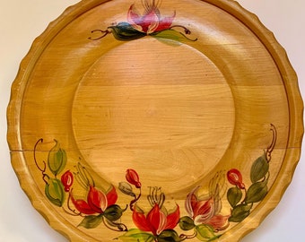 Hand Painted Floral Wood Cake Stand | Made in Canada Decor