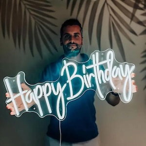 Custom Neon Sign | Happy Birthday Neon | Neon Sign Bedroom | Birthday Neon Sign | Neon Light Sign | LED Sign | Wall Decor | Party Neon