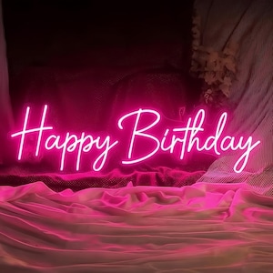 Happy Birthday Neon Sign | Birthday Party Decor | Neon Sign Wall Decor | Custom LED Sign | Neon Light Sign | Birthday Present | Gift For Her