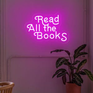 Read All the Books Neon Sign, Book Corner Library Kid&#39;s Room Decor, Classroom Educational Neon Sign, Custom Bookish Neon Art, Gift For Kids