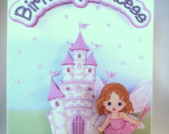 Hand made Princess castle 3D effect Birthday Or New Home card personalised