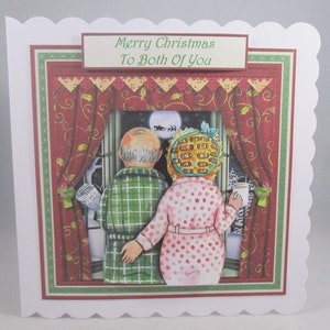 Carte de Noël pour couple vieux, découpage humoristique fait main, 3D, à personnaliser, papa et maman, grand-père et grand-père