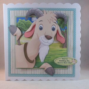 Carte de voeux de chèvre faite main, 3D, découpage, anniversaire,