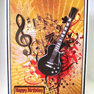 Carte d'anniversaire guitare 3D 16, 18, 21, personnalisation