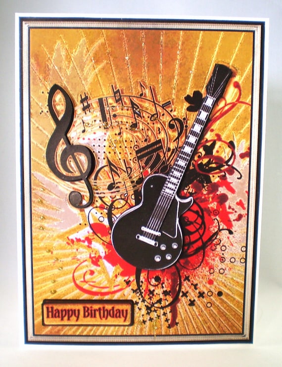 Carte Danniversaire De Guitare Etsy