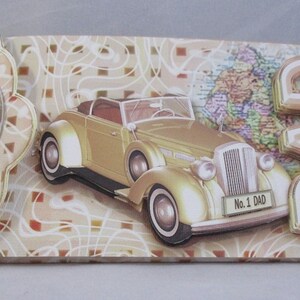 Porte-monnaie 3D fait main pour papa, vieille voiture, anniversaire, fête des pères