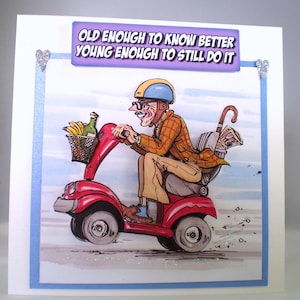 Handmade Humorous Birthday Card,Grandad on mobility scooter,3D